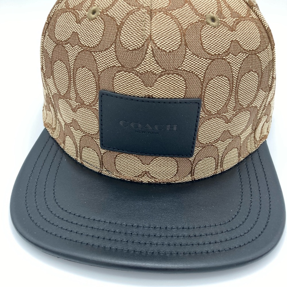 NWT COACH SIGNATURE FLAT BRIM KHAKI HAT - Picture 8 of 10